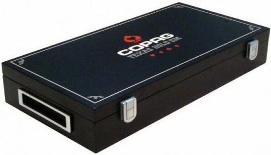 Luxe Pokerset 300 Chips (14 Gram) Plastic Pokerkaarten Houten Koffer Copag - Cartamundi 4 Luxe Pokerset 300 Chips (14 Gram) Plastic Pokerkaarten Houten Koffer Copag - Cartamundi - Afbeelding 2