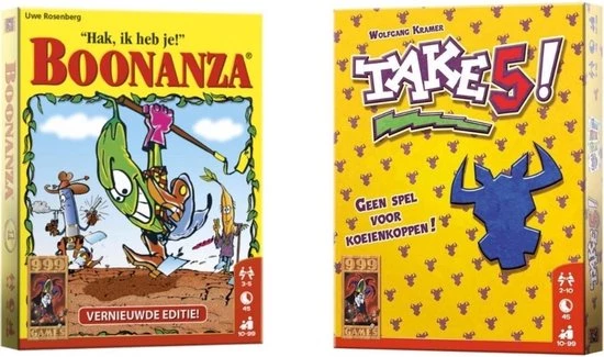 999 Games Spellenbundel - Kaartspellen - 2 Stuks - Boonanza & Take 5! 3 999 Games Spellenbundel - Kaartspellen - 2 Stuks - Boonanza & Take 5!
