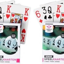 Longfield 10x Senioren Speelkaarten Plastic Poker/bridge/kaartspel Met Grote Cijfers/letters - Ideaal Voor Oudere Mensen/slechtzienden - Kaartspellen - Speelkaarten - Pesten/pokeren
