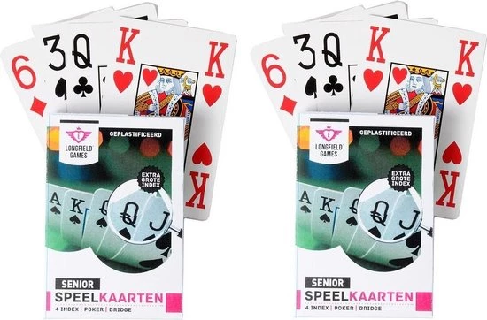 Longfield 5x Senioren Speelkaarten Plastic Poker/bridge/kaartspel Met Grote Cijfers/letters - Ideaal Voor Oudere Mensen/slechtzienden - Kaartspellen - Speelkaarten - Pesten/pokeren 3 Longfield 5x Senioren Speelkaarten Plastic Poker/bridge/kaartspel Met Grote Cijfers/letters - Ideaal Voor Oudere Mensen/slechtzienden - Kaartspellen - Speelkaarten - Pesten/pokeren