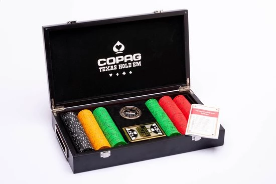 Luxe Pokerset 300 Chips (14 Gram) Plastic Pokerkaarten Houten Koffer Copag - Cartamundi 5 Luxe Pokerset 300 Chips (14 Gram) Plastic Pokerkaarten Houten Koffer Copag - Cartamundi - Afbeelding 3