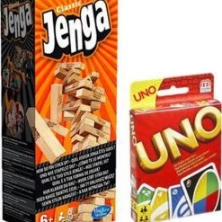 Hasbro Spelvoordeelset Jenga Classic - Gezelschapsspel & Uno - Kaartspel