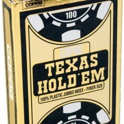 Copag Speelgoed | Kaartspel - Texas Holdem Gold - Jumbo Face - 2 Index - Zwart - Tradi